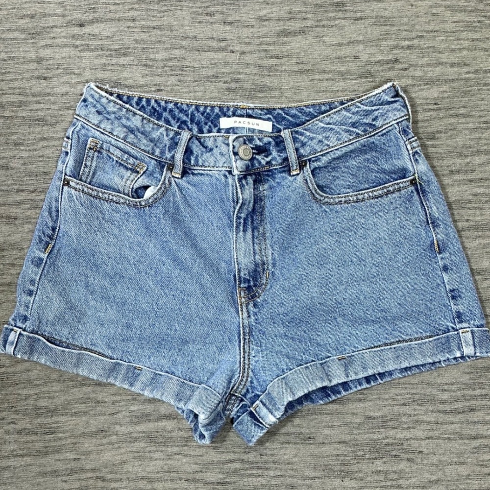PacSun Mom Short Womens 27 Medium Wash‎ Blue Denim High Waisted Jean Shorts